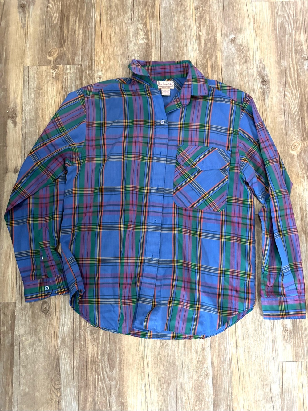 Vintage Harbour Isle Multicolor Plaid Button-Up Long Sleeve Shirt Womens Size 8